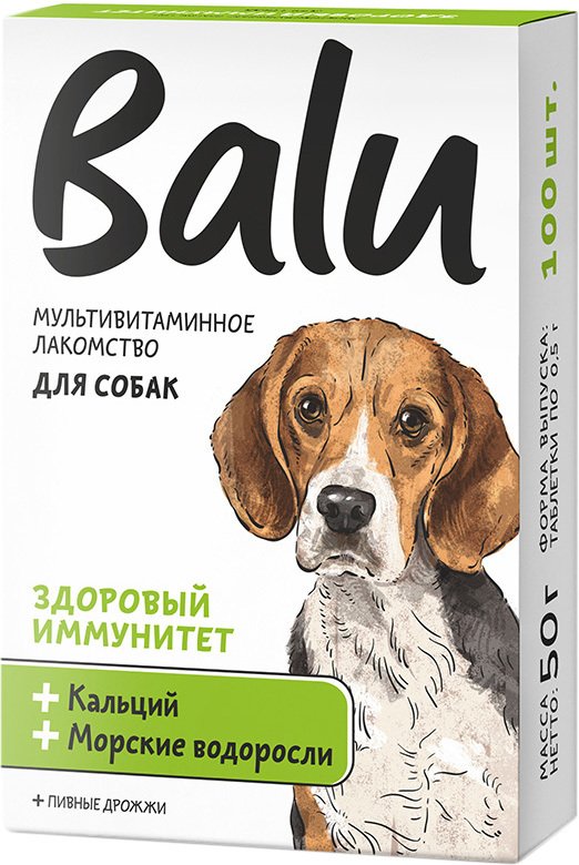 

Лакомство для собак Balu Здоровый иммунитет 50 г (100 таблеток)