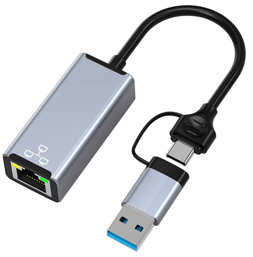 

Адаптер USBTOP USB Type-C - USB Type-A - RJ45