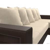 Угловой диван Лига диванов Дубай лайт правый 114182 (микровельвет бежевый/экокожа коричневый)