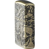 Зажигалка Zippo 49035 Armor Freedom Skull Antique Brass