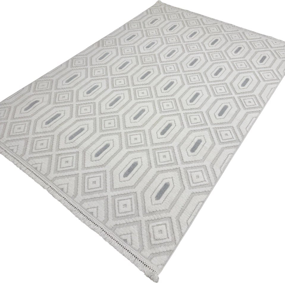 

Ковер для жилой комнаты Radjab Carpet Поло Прямоугольник EN 262 12467RK (1.2x1.8, Cream/L.Grey)