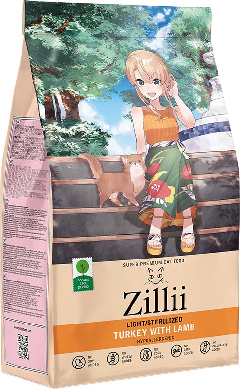 

Сухой корм для кошек Zillii Light/Sterilized индейка с ягненком 10 кг