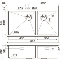 Кухонная мойка Omoikiri Akisame 86-2 Side lg (светлое золото)
