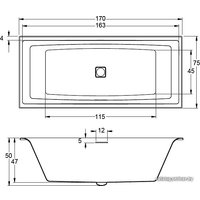 Ванна Riho Still Square 170x75 BR02005 (с ножками)