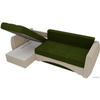 Угловой диван Лига диванов Сатурн 101054 (левый, микровельвет, зеленый/бежевый)