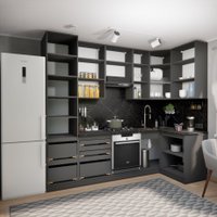 Готовая кухня ВерсоМебель Эко Премиум 1.2x2.7 правая (глиняный серый/ст. тунис) в Солигорске