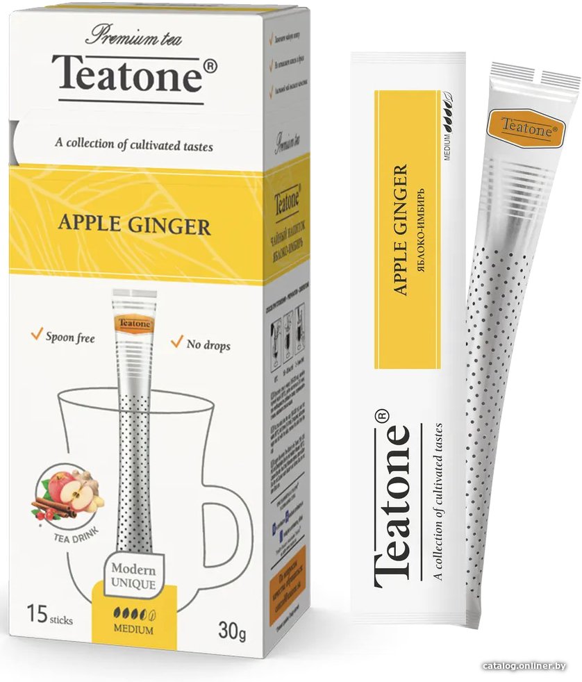 Фруктовый чай Teatone Apple Ginger - Яблоко Имбирь 15 стиков