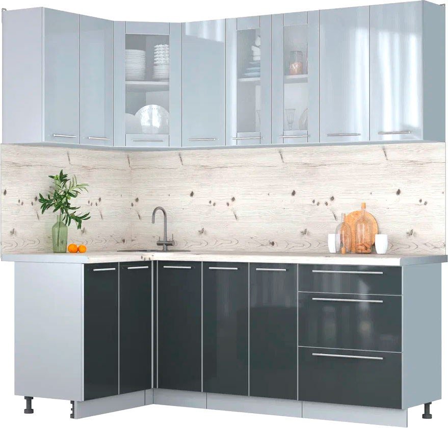 

Готовая кухня Интерлиния Мила Пластик 1.2x2.1 (туманный глянец/антрацит/бискайская сосна)