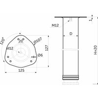 Опора мебельная AKS круглая d60 h820, белый в Могилеве