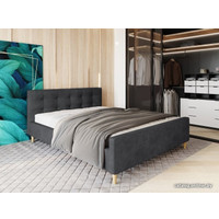 Кровать Настоящая мебель Pinko 160x200 (вельвет, с ПМ, темно-серый)