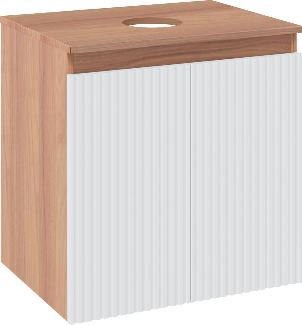 

Runo Тумба под умывальник Соренто 60 Тренто 60 вертикаль (подвесная, крафтовый дуб/белый)