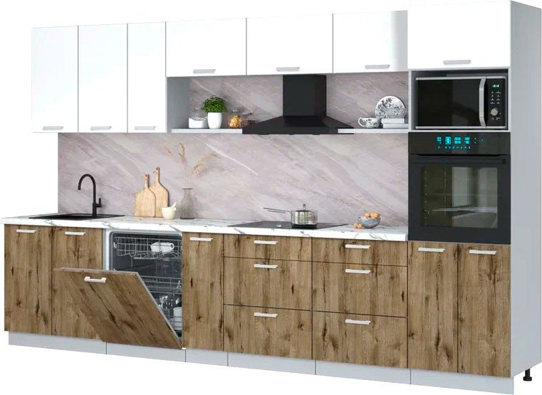 

Готовая кухня Интерлиния Мила Лайт 3.5-ПМ1-2 (белый платинум/дуб веллингтон/белый гранит)