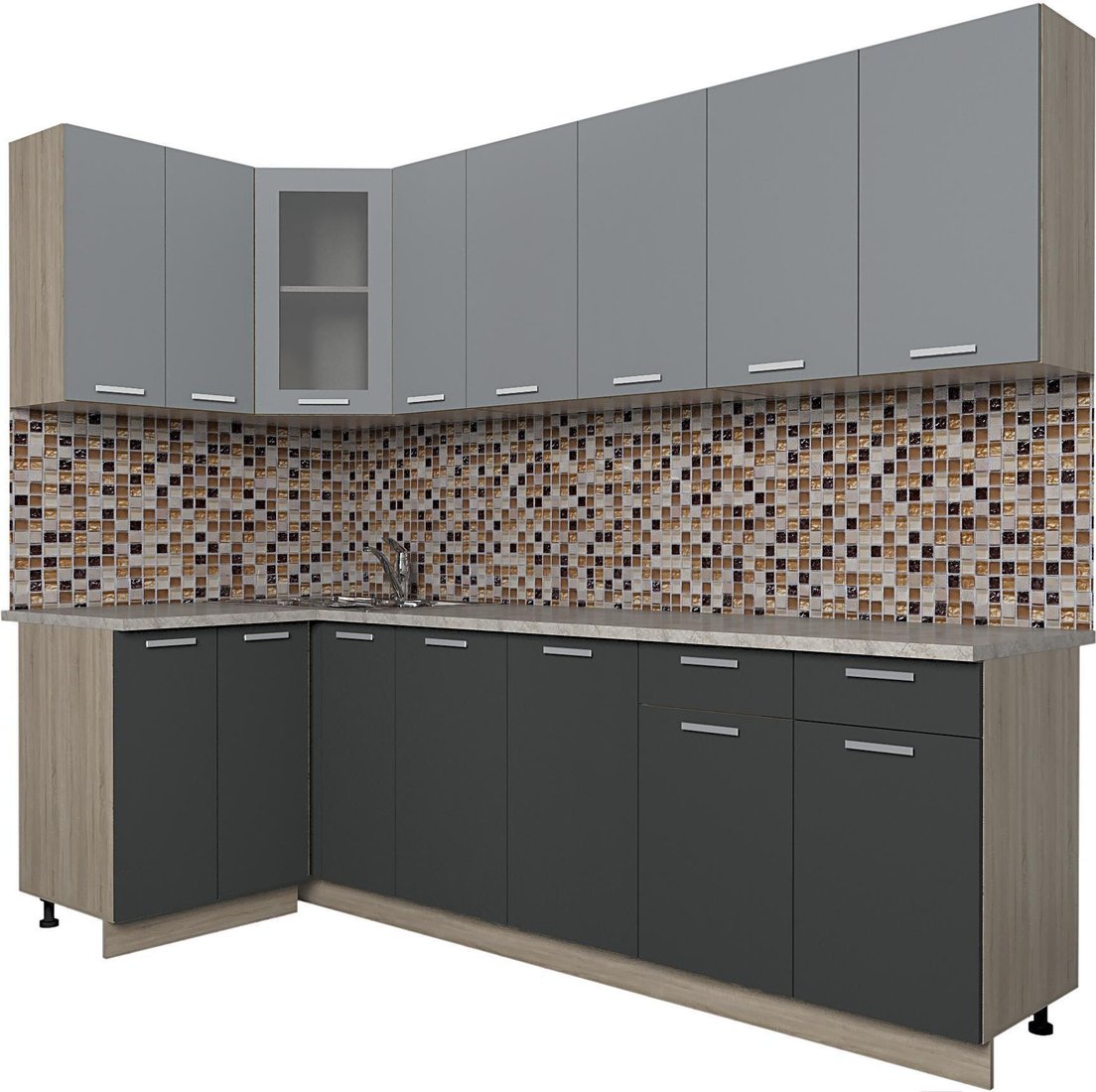 

Готовая кухня Интерлиния Мила 12x25 (антрацит/серебро)