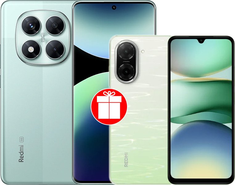 

Телефон Xiaomi Redmi Note 14 Pro 5G 12GB/256GB международная версия (зеленый) + смартфон Xiaomi Redmi A5 3GB/64GB (зеленое озеро) по акции