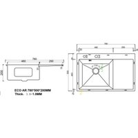 Кухонная мойка ARFEKA ECO AR 780*500 L BLACK PVD NANO