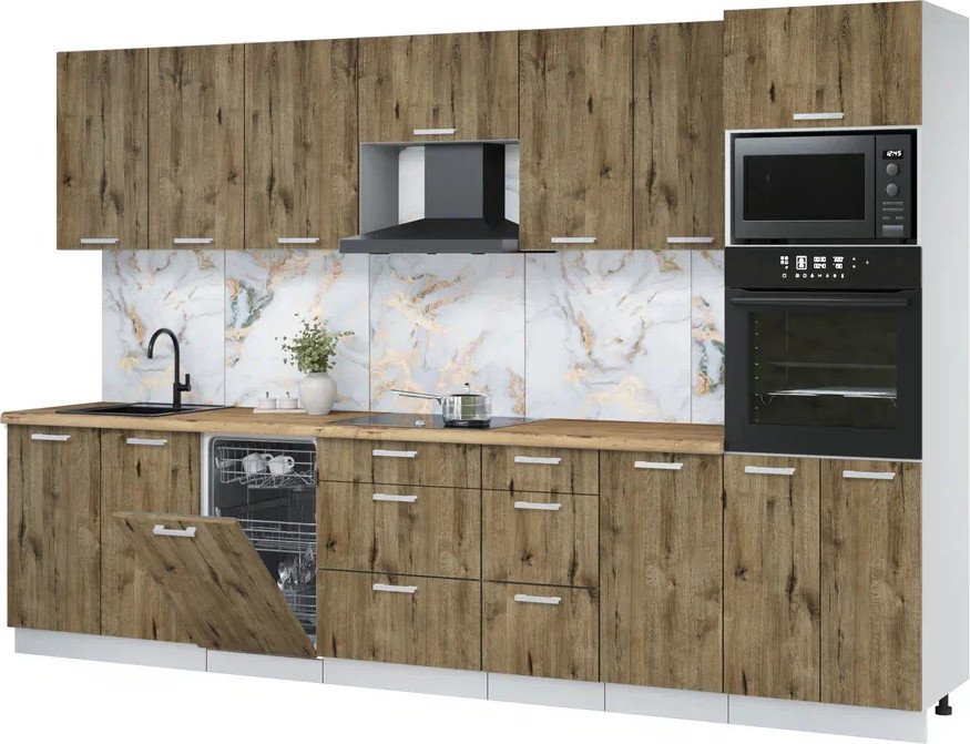 

Готовая кухня Интерлиния Мила Лайт 3.25-ПМ3 (дуб веллингтон/дуб веллингтон/дуб бунратти)