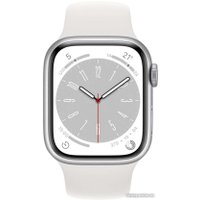 Умные часы Apple Watch Series 8 LTE 45 мм (алюминиевый корпус, серебристый/белый, спортивные силиконовые ремешки S/M + M/L)