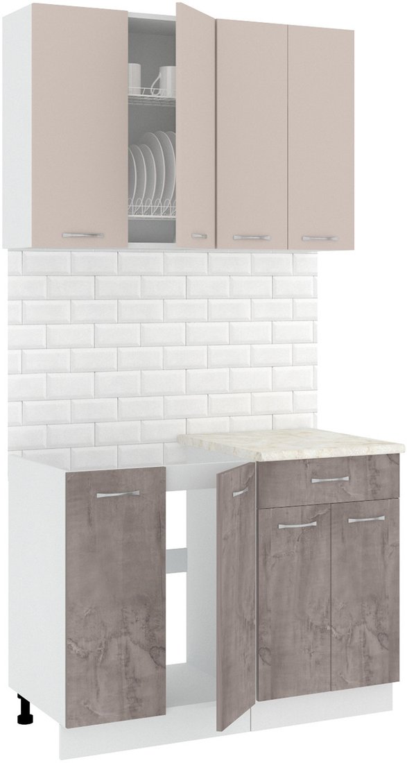 

Готовая кухня Кортекс-мебель Корнелия Лира-лайт 1.1м (капучино/оникс/королевский опал)