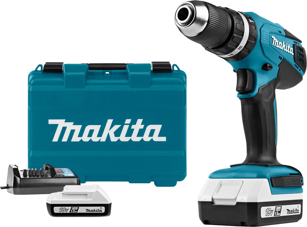 

Ударная дрель-шуруповерт Makita HP457DWE (с 2-мя АКБ, кейс)