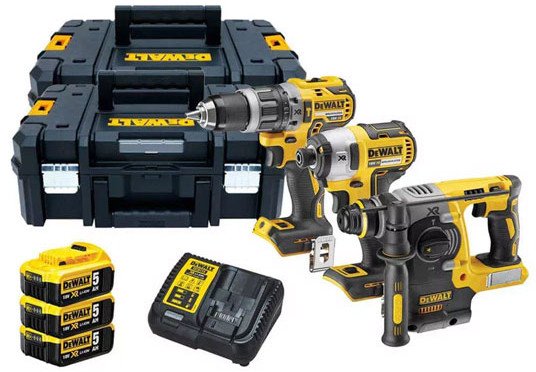 DeWalt DCK368P3T (шуруповерт, винтоверт, перфоратор, 3 АКБ, кейс)