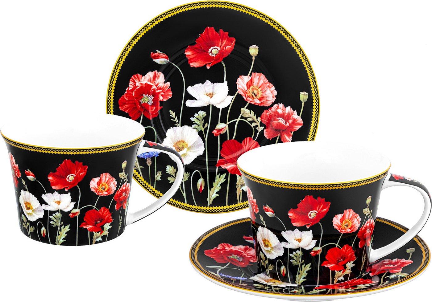 Набор чашек Elan Gallery Маки на черном New Bone China 420673_2