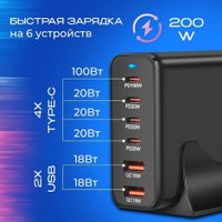 Сетевое зарядное USBTOP 1006P200WB 559244 (черный)