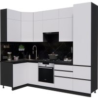 Готовая кухня ВерсоМебель Эко Премиум 1.2x2.7 левая (белый фасадный/ст. тунис)