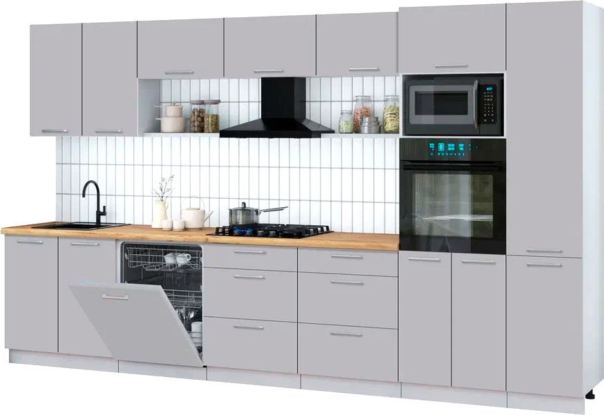 

Готовая кухня Интерлиния Мила Gloss 3.6-ПМ1 (грей/грей/дуб бунратти)