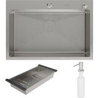 Кухонная мойка Roxen Simple 560220-70 сатин (с коландером и дозатором)