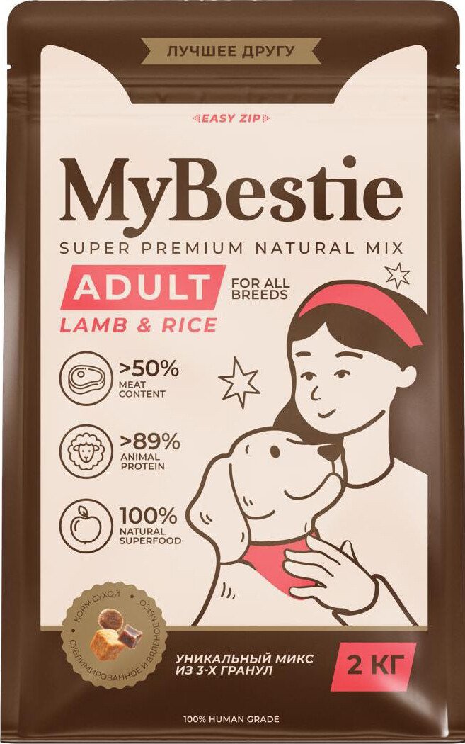 

Сухой корм для собак MyBestie Adult Lamb and Rice ягненок с рисом 2 кг