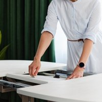 Кухонный стол Виста Оттава 100x150/195 (шелковый камень/муар тортора)