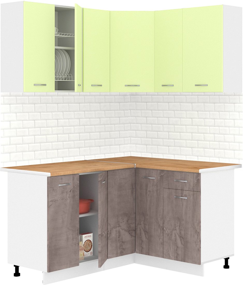 

Готовая кухня Кортекс-мебель Корнелия Лира 1.5x1.3 (салатовый/оникс/дуб бунратти)