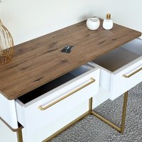 Туалетный столик без зеркала Shtabe Royal 5211 эко (дуб веллингтон/золото/р.золото)
