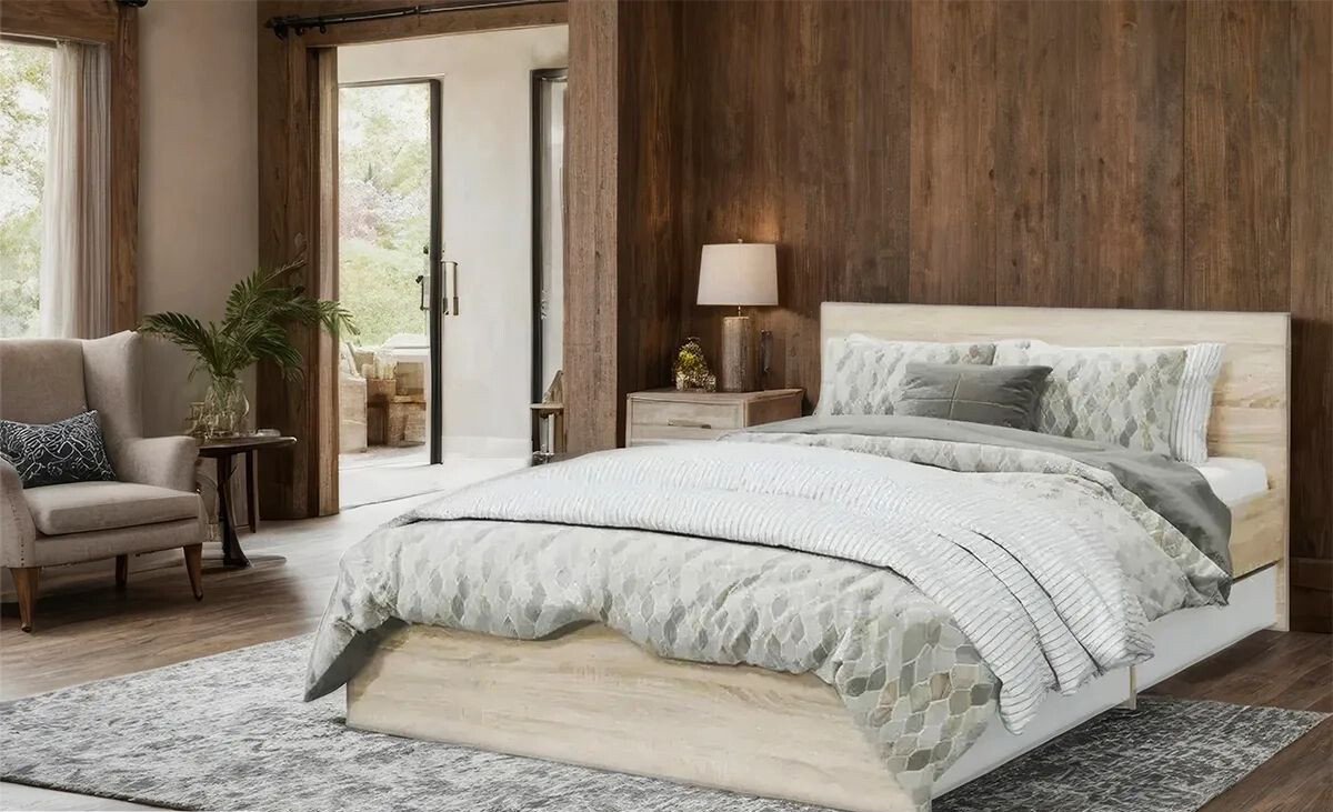 

Кровать MLK Лори с ящиками 160х200 (дуб сонома/белый)