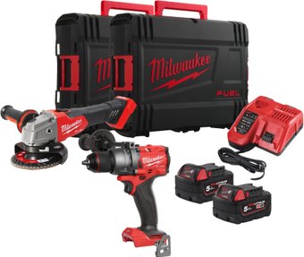 Milwaukee M18 FPP2E3-502X 4933492516 (шуруповерт, болгарка, 2 АКБ, кейс)