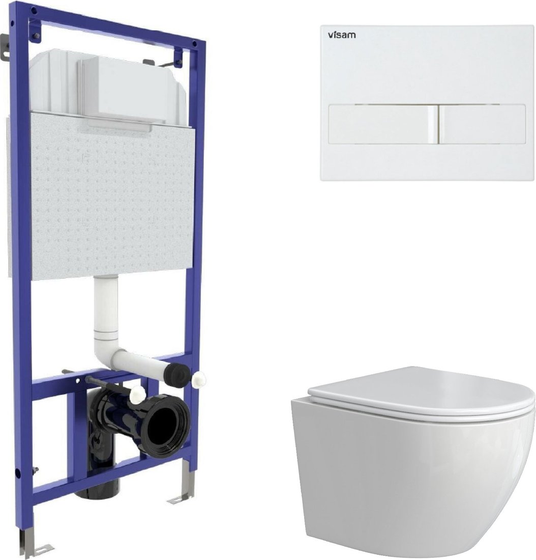 Унитаз подвесной Berges Wasserhaus Okus Rimless + Visam Slim 525 EX-043388 (с сиденьем)