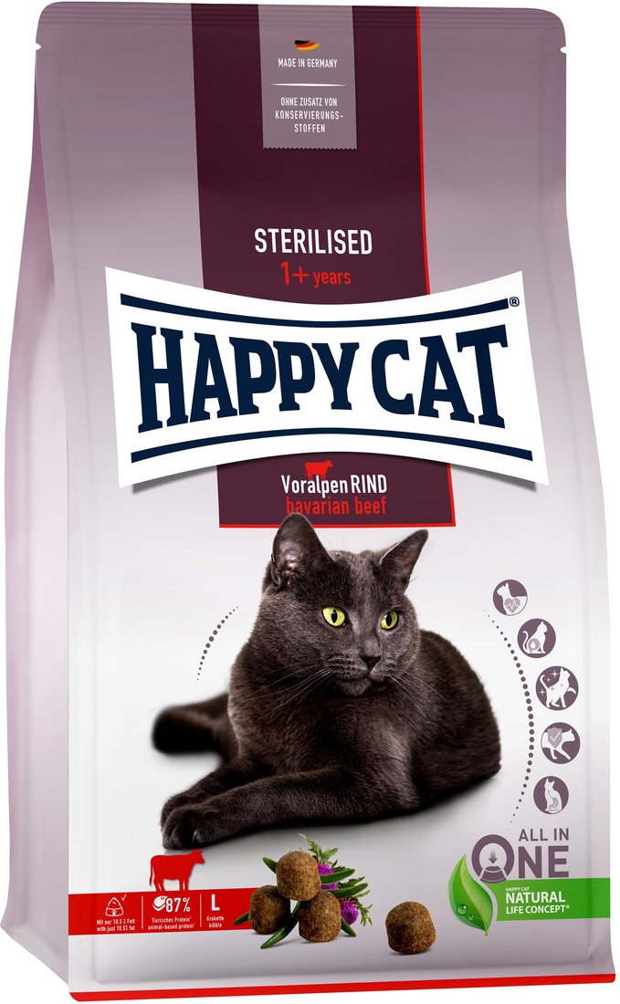 

Сухой корм для кошек Happy Cat Sterilised Voralpen-Rind Баварская говядина 10 кг