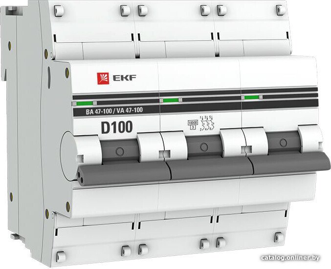 Выключатель автоматический EKF PROxima ВА 47-100 3P 100A (D) 10kA mcb47100-3-100D-pro