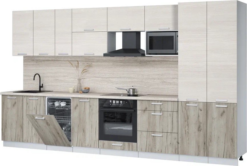 

Готовая кухня Интерлиния Мила Лайт 3.7-ПМ4 (вудлайн кремовый/дуб серый/травертин серый)