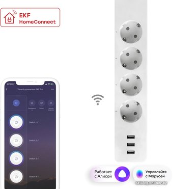 Умный удлинитель EKF Connect PRO Wi-Fi c USB RCE-2-WF