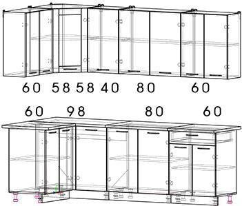 

Готовая кухня Интерлиния Мила 12x24 (дуб золотой)