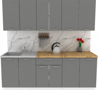 Готовая кухня ЭлиГард Lion 2.2 (дымчатый алмаз/дуб бунратти)