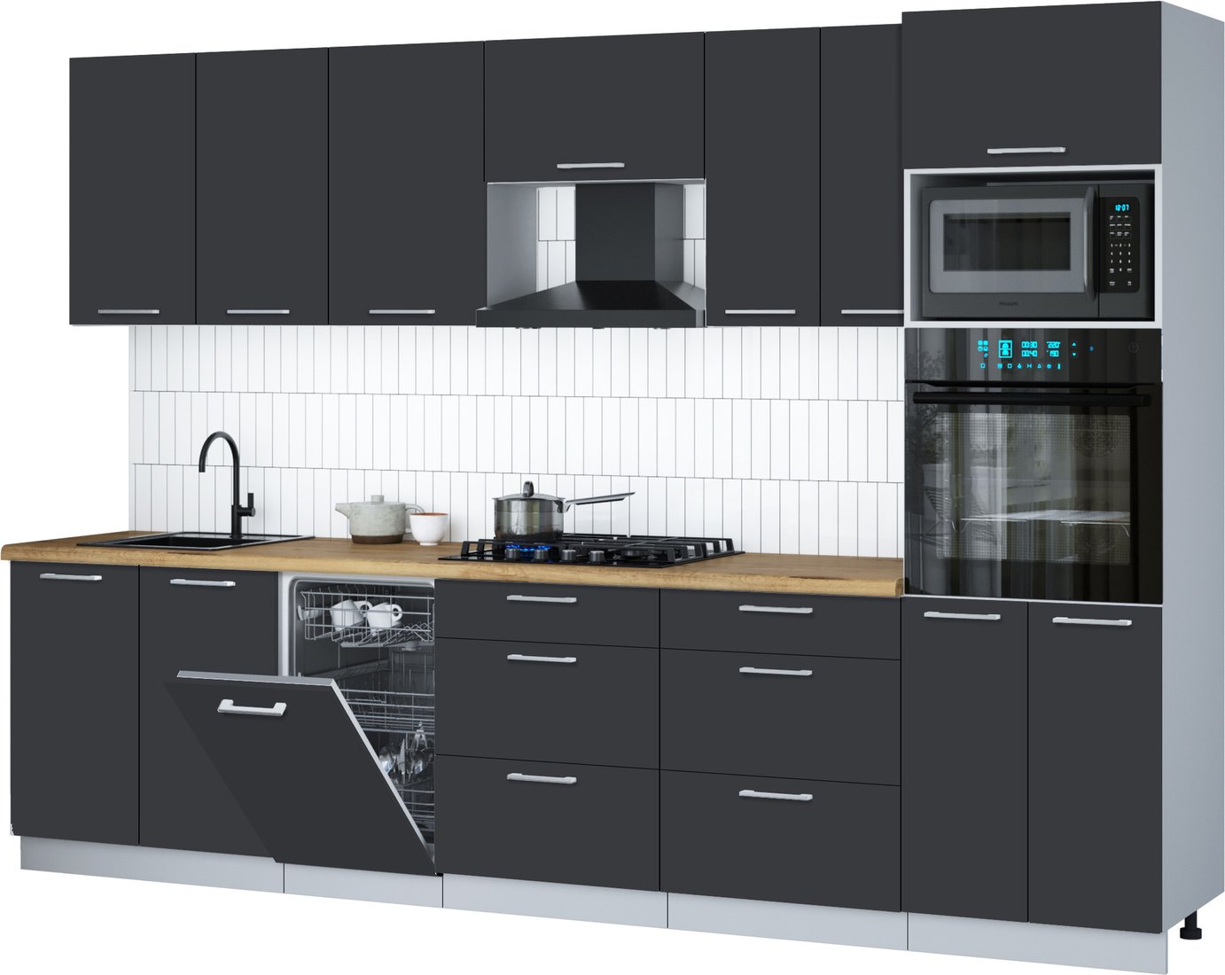 

Готовая кухня Интерлиния Мила Gloss 3.05-ПМ3 (пепел/пепел/дуб бунратти)