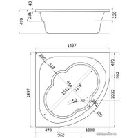 Ванна Santek Канны 150x150 1WH111983 (с каркасом и экраном)