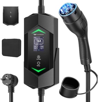 Зарядная станция Auxus Type 2 6-32 A, Wi-Fi (7 кВт, 1 фаза) + переходник под бытовую розетку