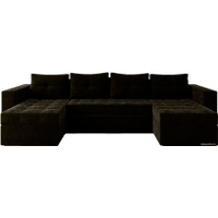 П-образный диван Настоящая мебель Константин (боннель, вельвет, черный)