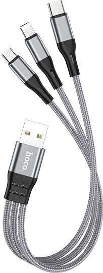 

Кабель Hoco X47 USB Type-A - Lightning/Micro/Type-C (0.25 м, металлик)