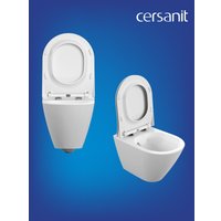 Унитаз подвесной Cersanit City Smart CO DPL EO Slim (с кнопкой Twins 64117 стекло черное)