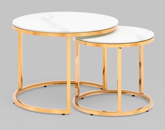 Журнальный столик Stool Group Селена (стекло белый мрамор/золото)