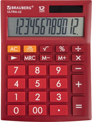

Бухгалтерский калькулятор BRAUBERG Ultra 12-WR 250494 (бордовый)